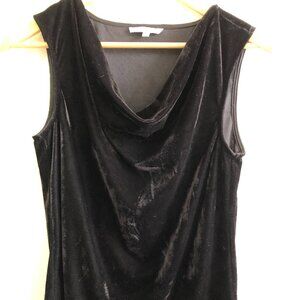 SUNG Alfred Sung Black Velvet Draped Cowl Neck Tank Top - Medium